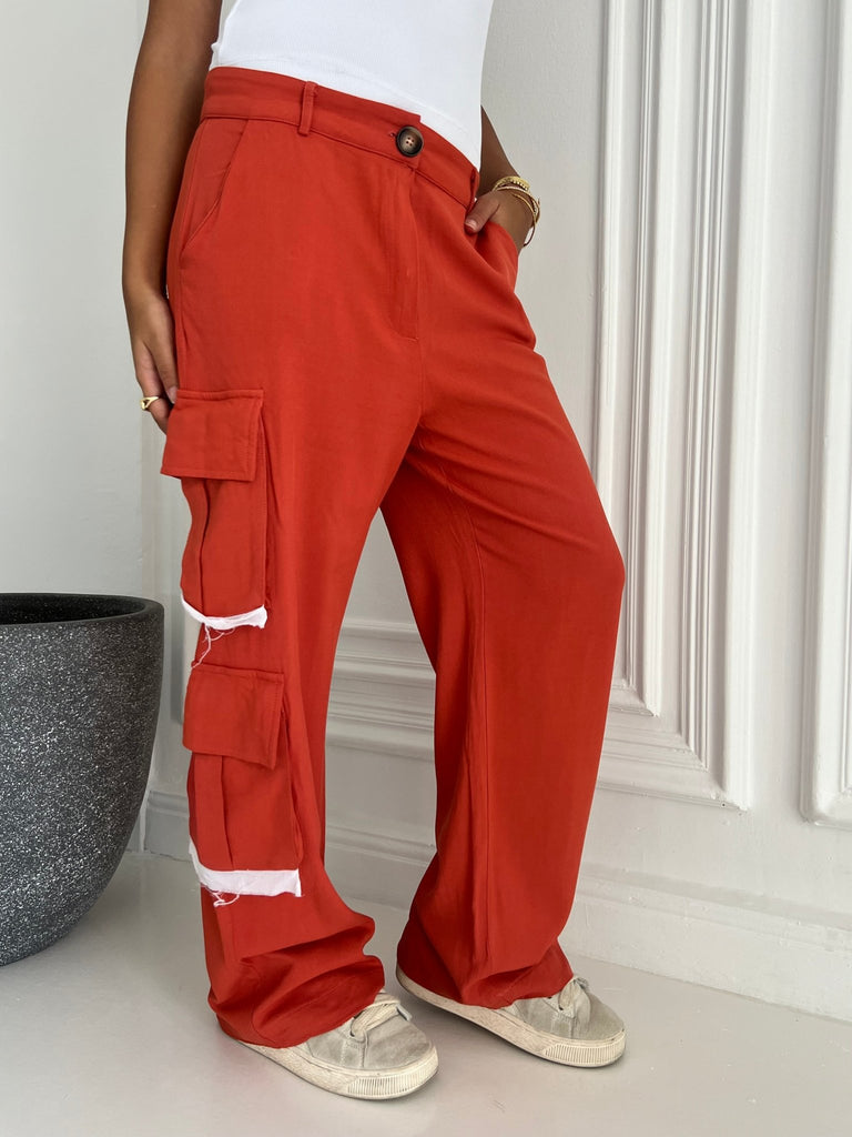 Orange Tailored Cargo Pants - Mii