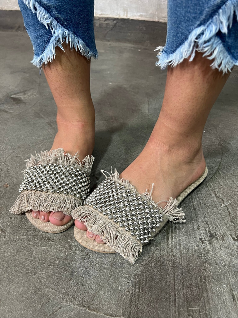 Pearl Fringe Slippers - Mii