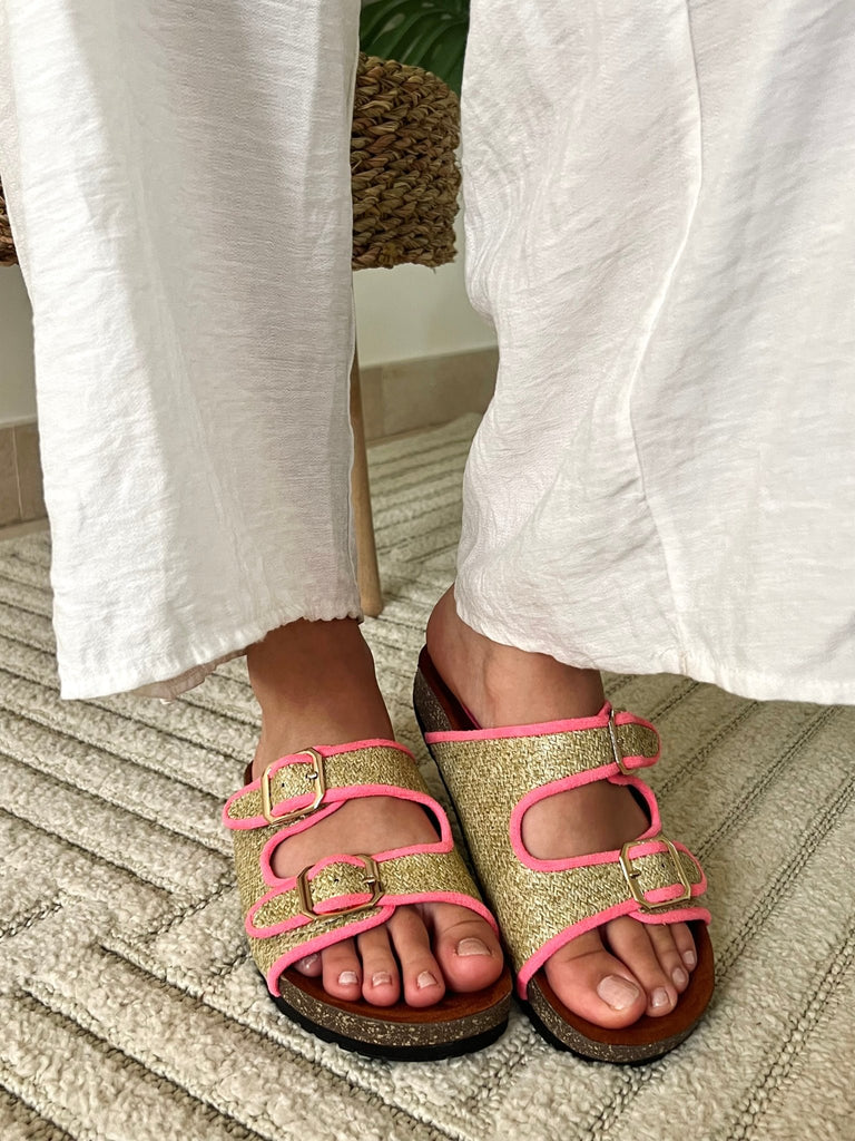 Pink Double Buckle Slides - Mii