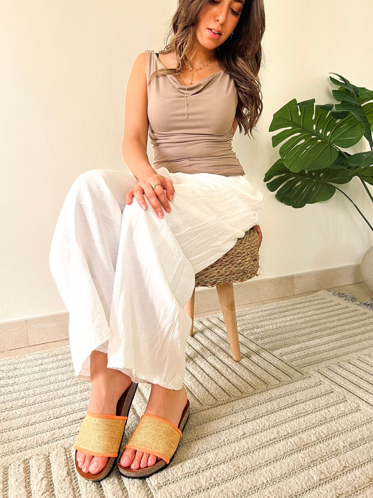 Raffia X Neon Orange Slides - Mii