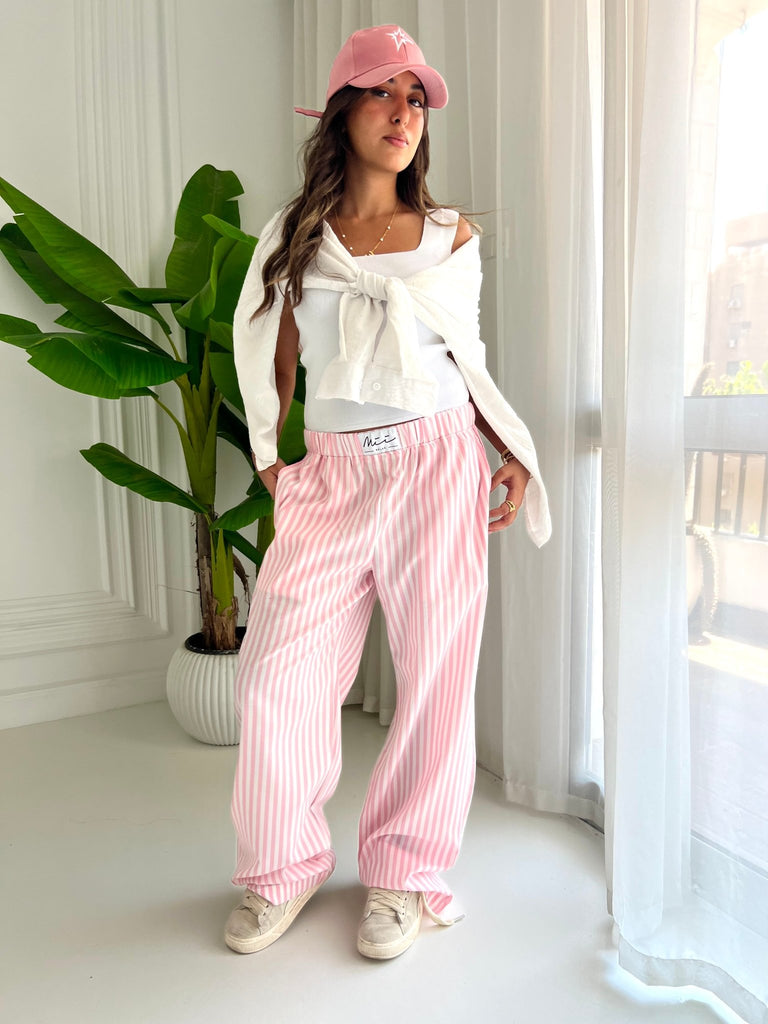 Rose Striped Pajama Pants - Mii