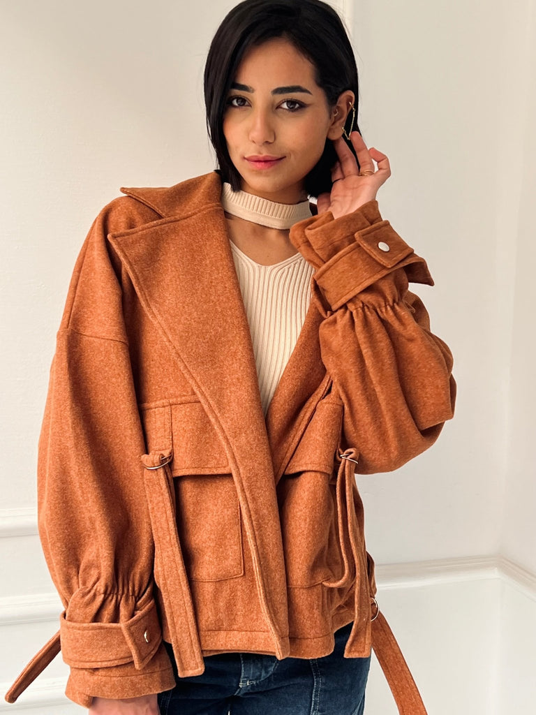 Rust Wool Half Coat - Mii