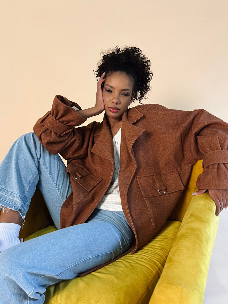 Rust Wool Half Coat - Mii