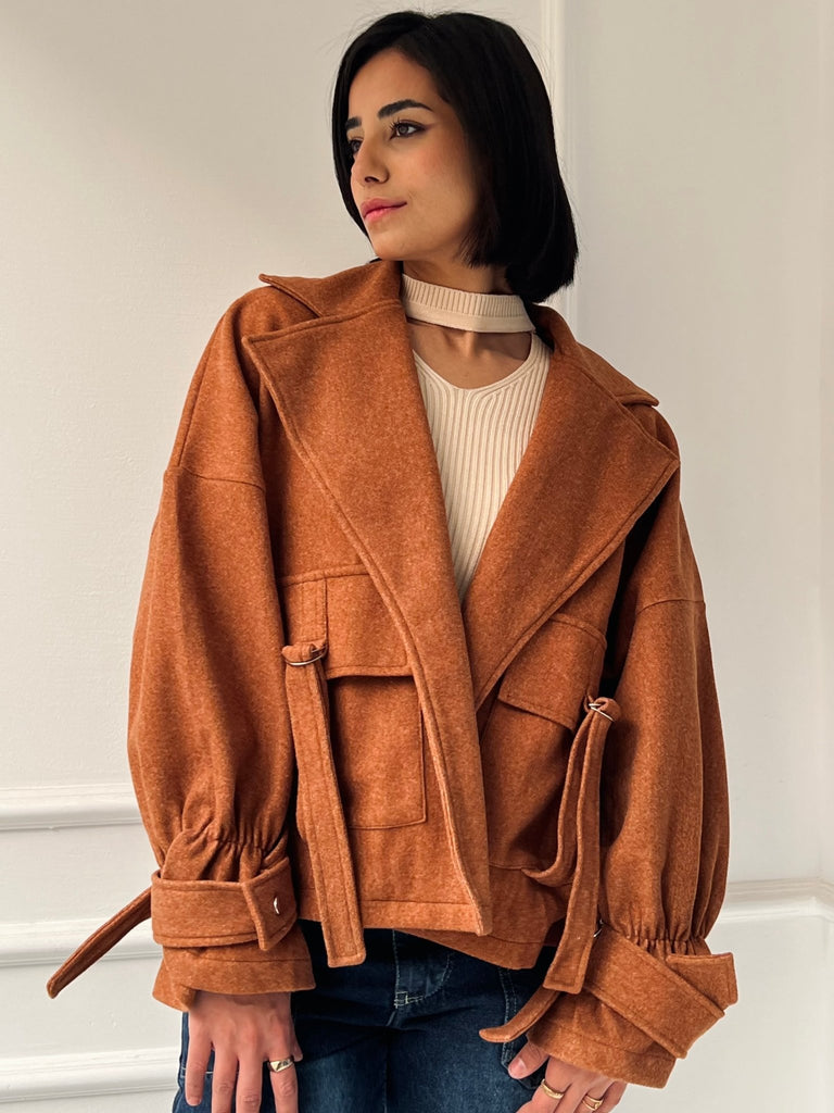 Rust Wool Half Coat - Mii