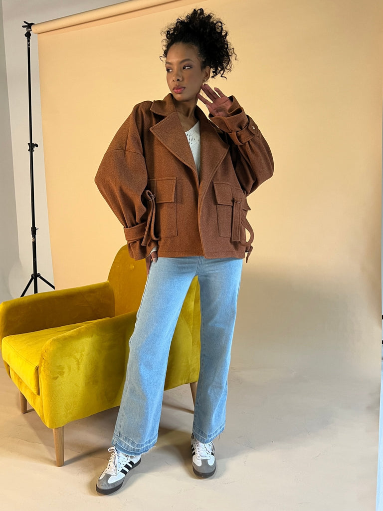 Rust Wool Half Coat - Mii