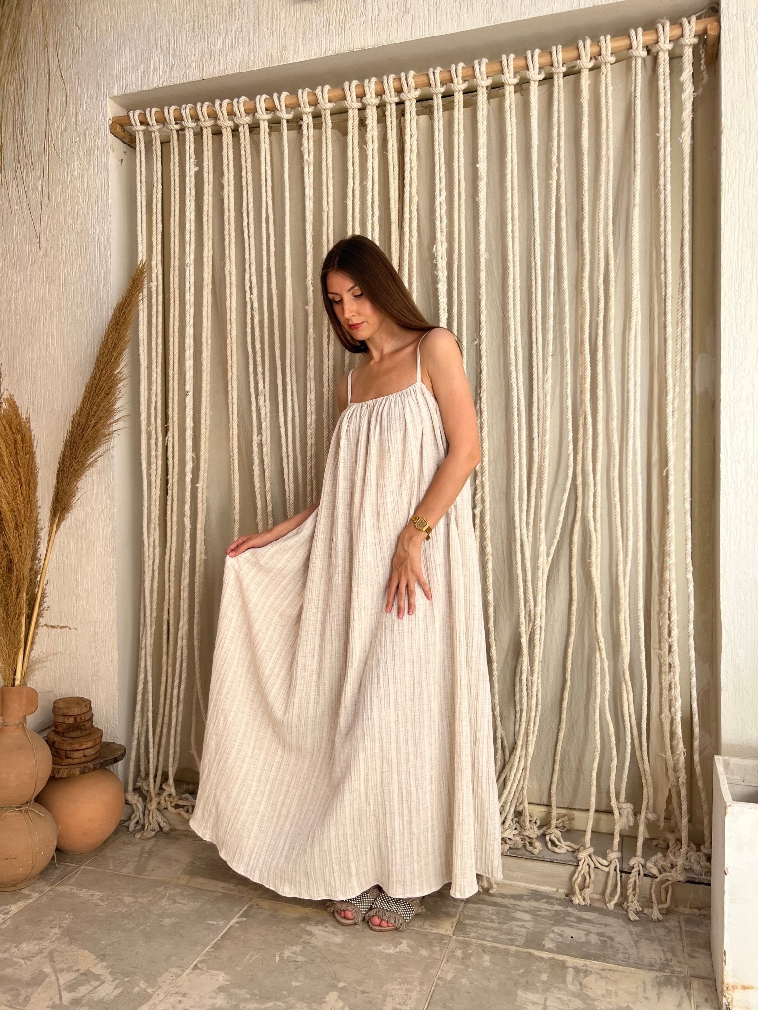 beige beach dress Vacation Clothes For WomenWhite Sand Cover-Up Mini - Beige Beach Vacation Beach Dresses Casual Light Dresses