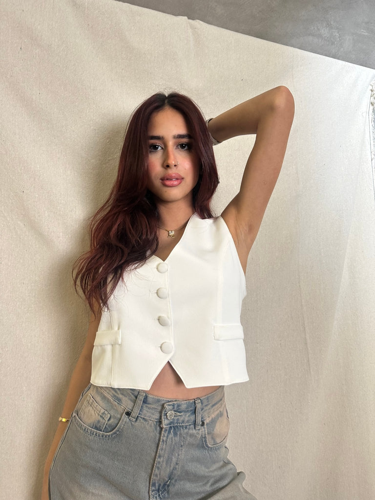 White Classic Waistcoat - Mii