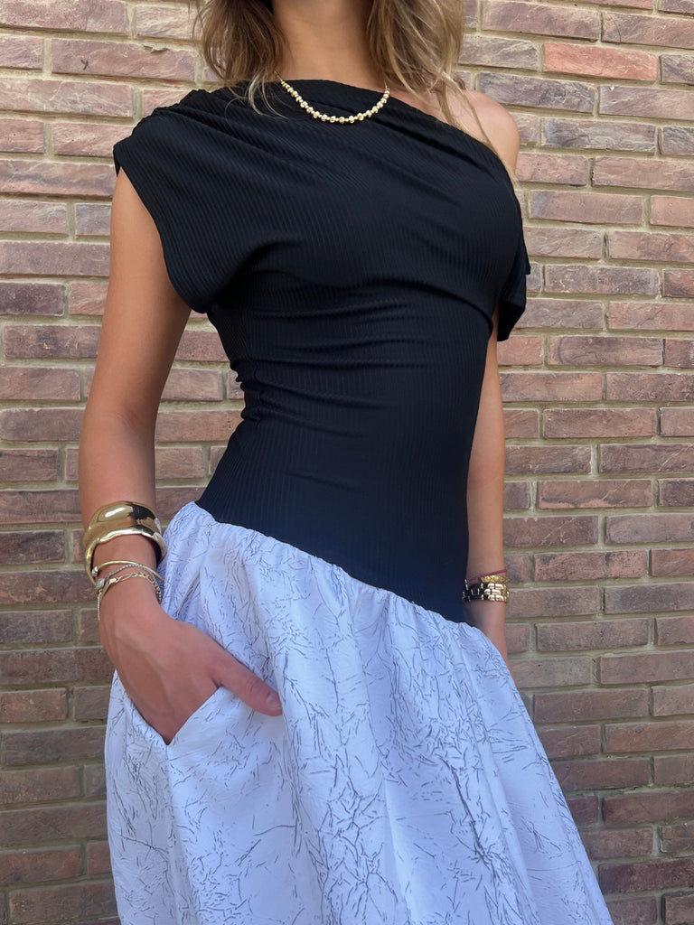 White Off Shoulder Ballerina Dress - Mii