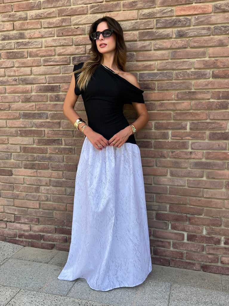 White Off Shoulder Ballerina Dress - Mii