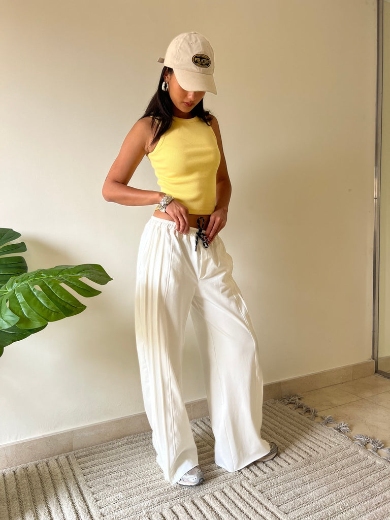 White Pleated Sweatpants - Mii