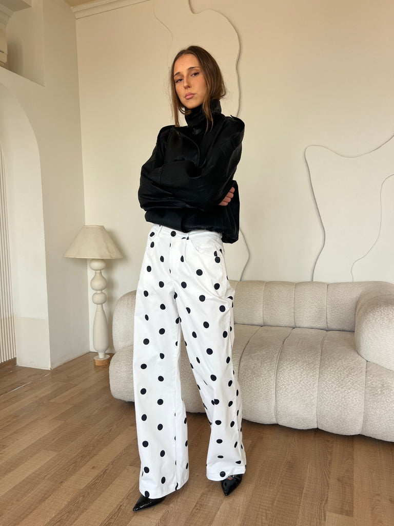 White Polka Dot Pants - Mii