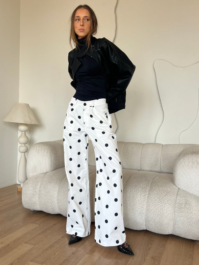 White Polka Dot Pants - Mii