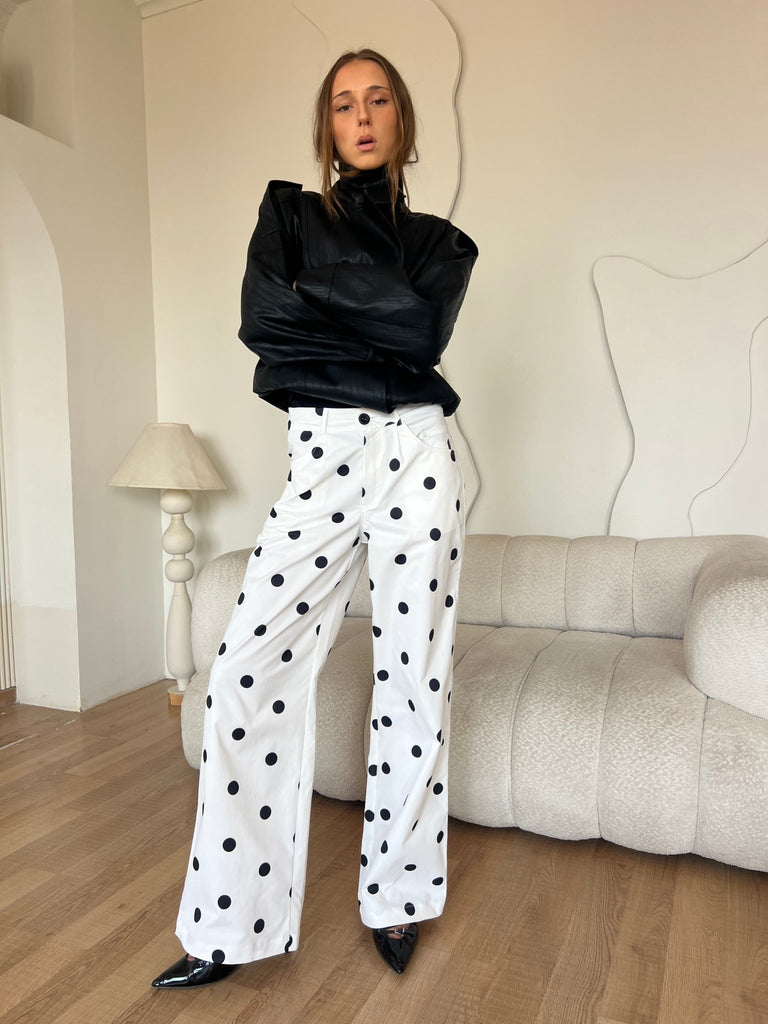 White Polka Dot Pants - Mii