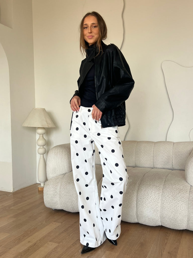 White Polka Dot Pants - Mii