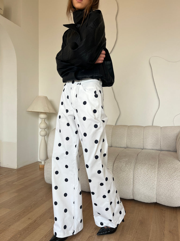 White Polka Dot Pants - Mii