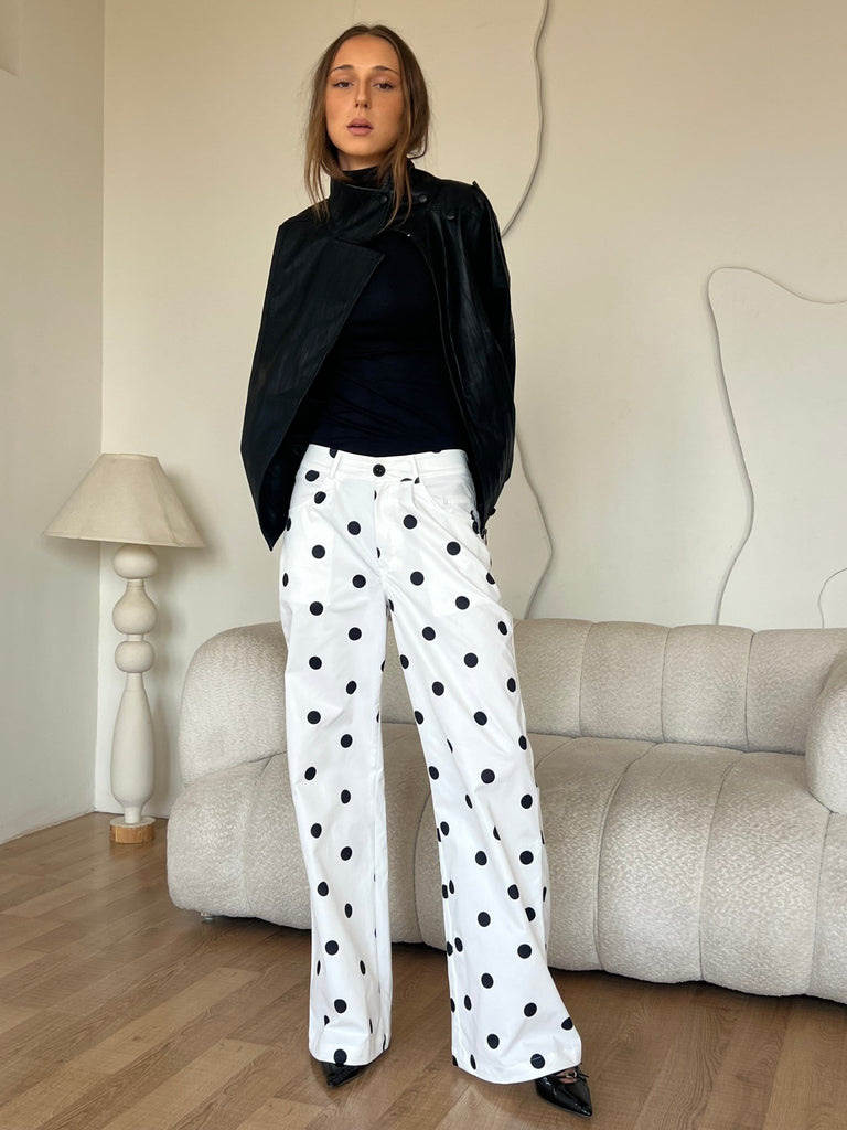 White Polka Dot Pants - Mii