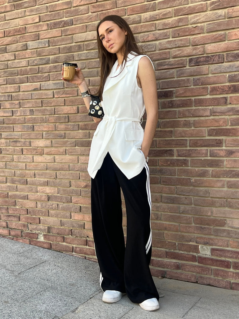 White Tie On Snatched Waist Vest - Mii