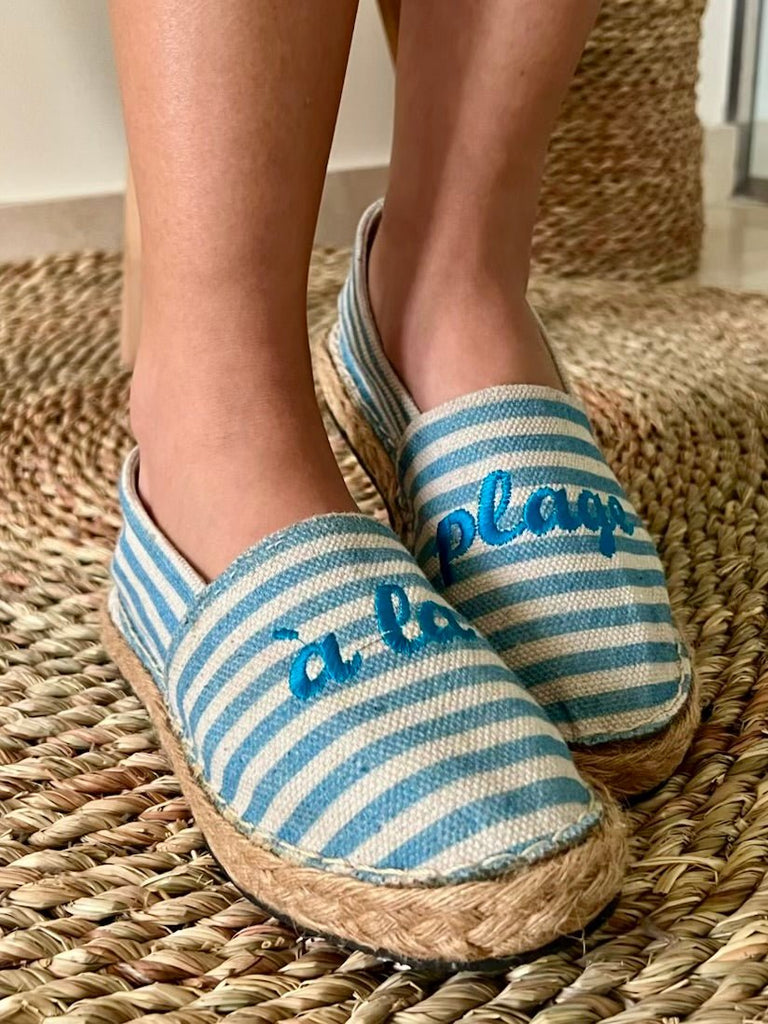 WhitexBlue Striped Espadrille - Mii