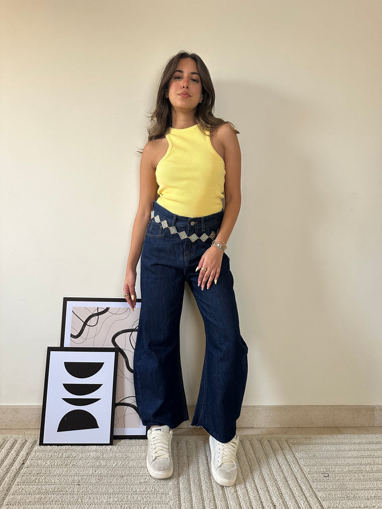 Yellow Racer Ribbed Top - Mii