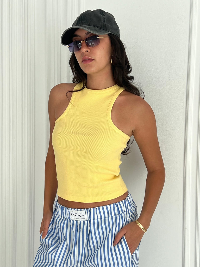 Yellow Racer Ribbed Top - Mii