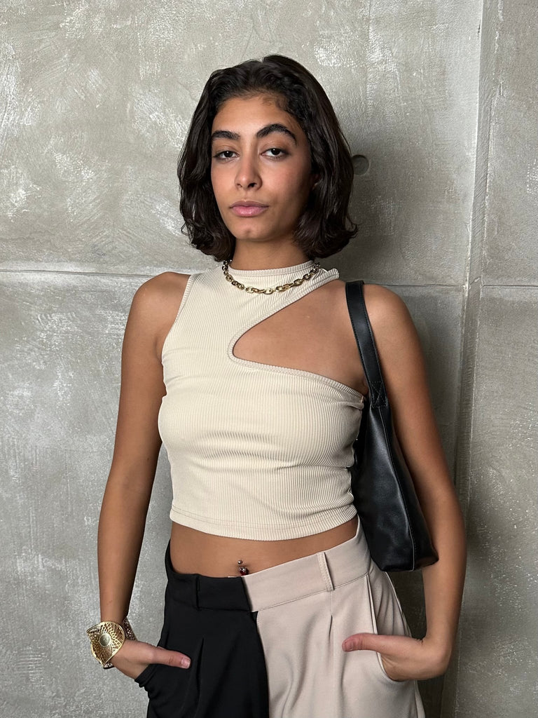 Beige Cut Out Top - Mii