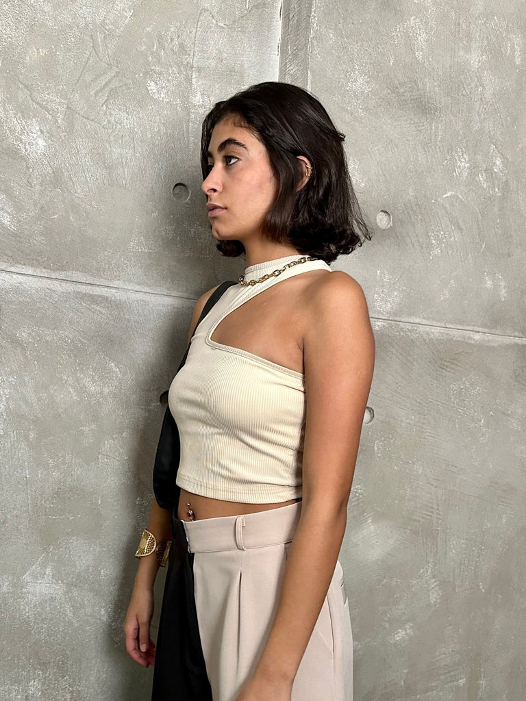 Beige Cut Out Top - Mii