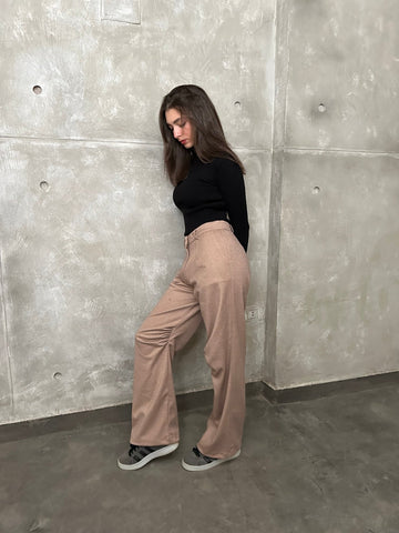 Beige Knee Gathered Pants - Mii