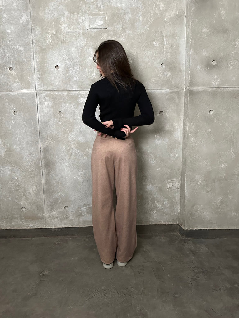Beige Knee Gathered Pants - Mii