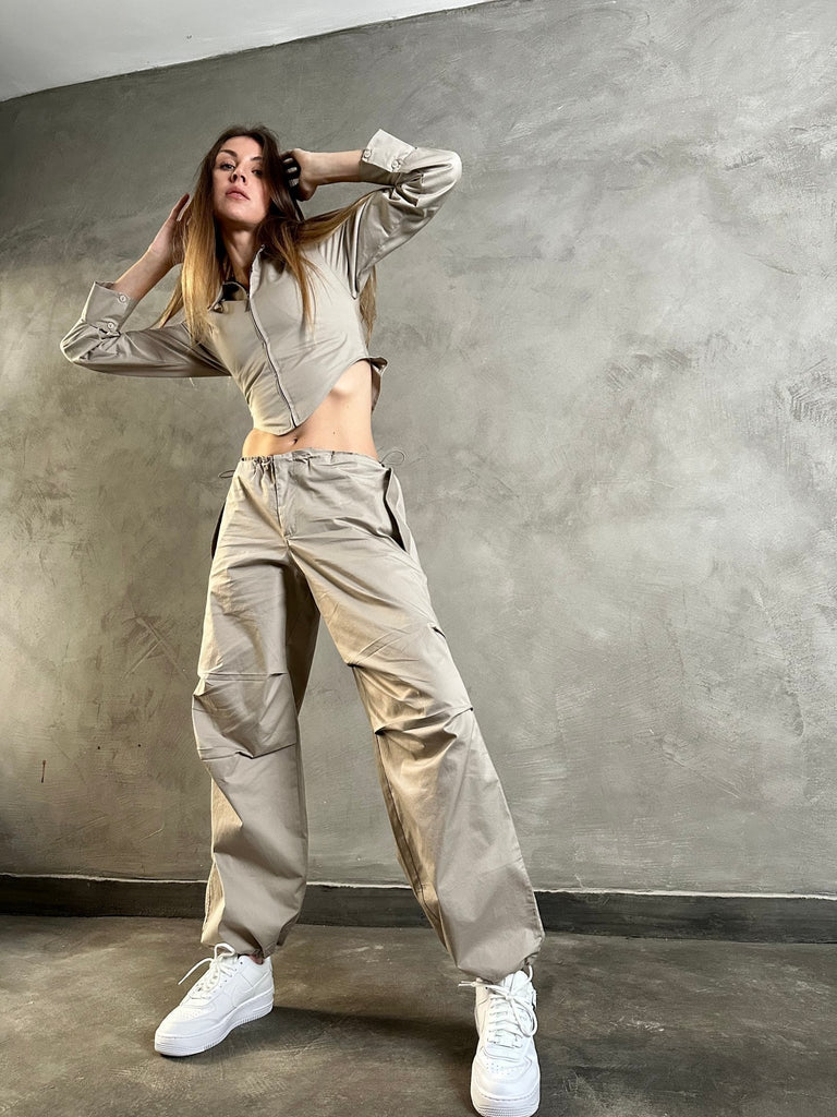 Beige Parachute Pants - Mii