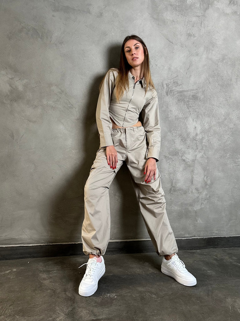 Beige Parachute Pants - Mii