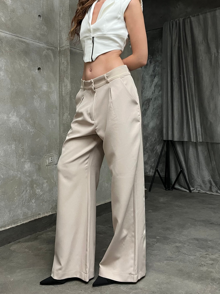 Beige Pleated Pants - Mii