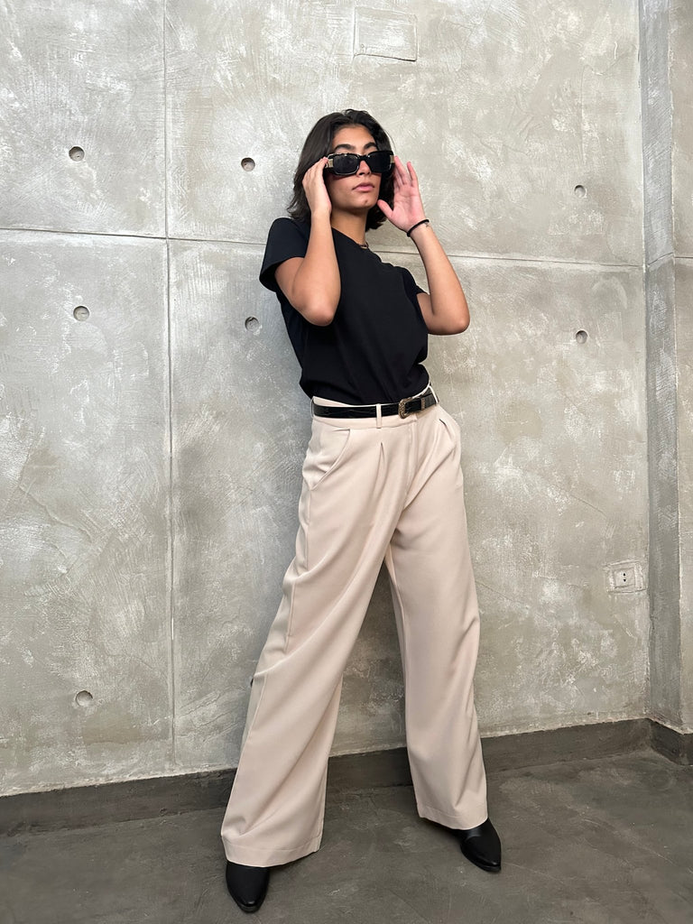 Beige Pleated Pants - Mii