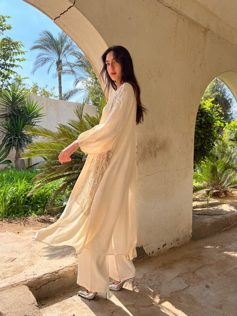 Beige Sequin Cardi - Mii