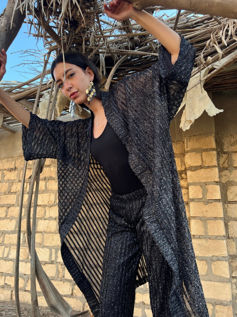 Black Lace Sparkly Cardigan - Mii