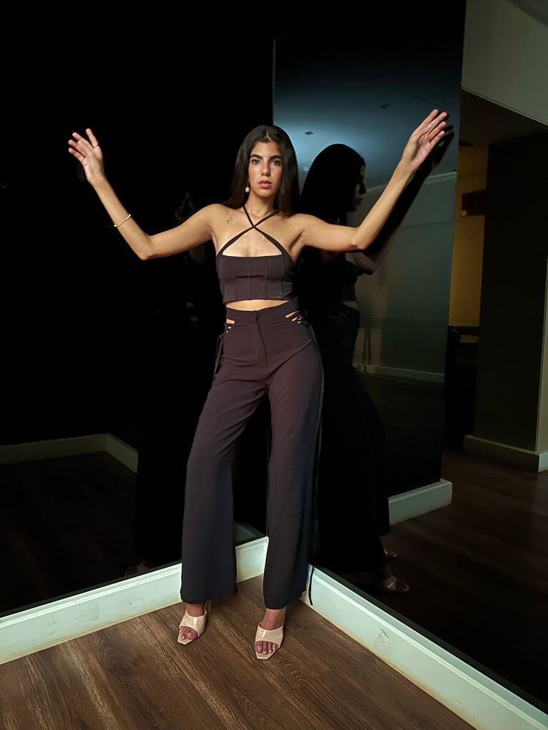 Black Side Tie On Pants - Mii