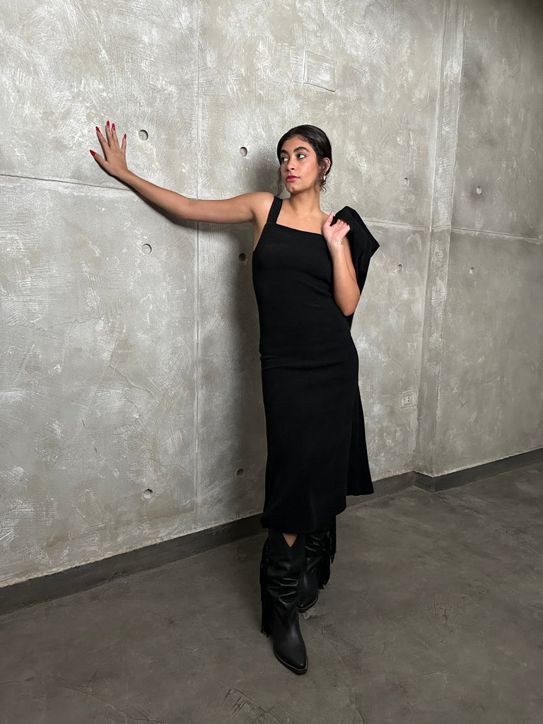 Black Wool Bolero & Dress Set - Mii