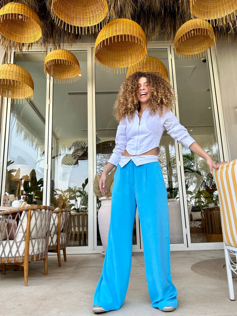 Blue Reverse Low Waist Pants - Mii