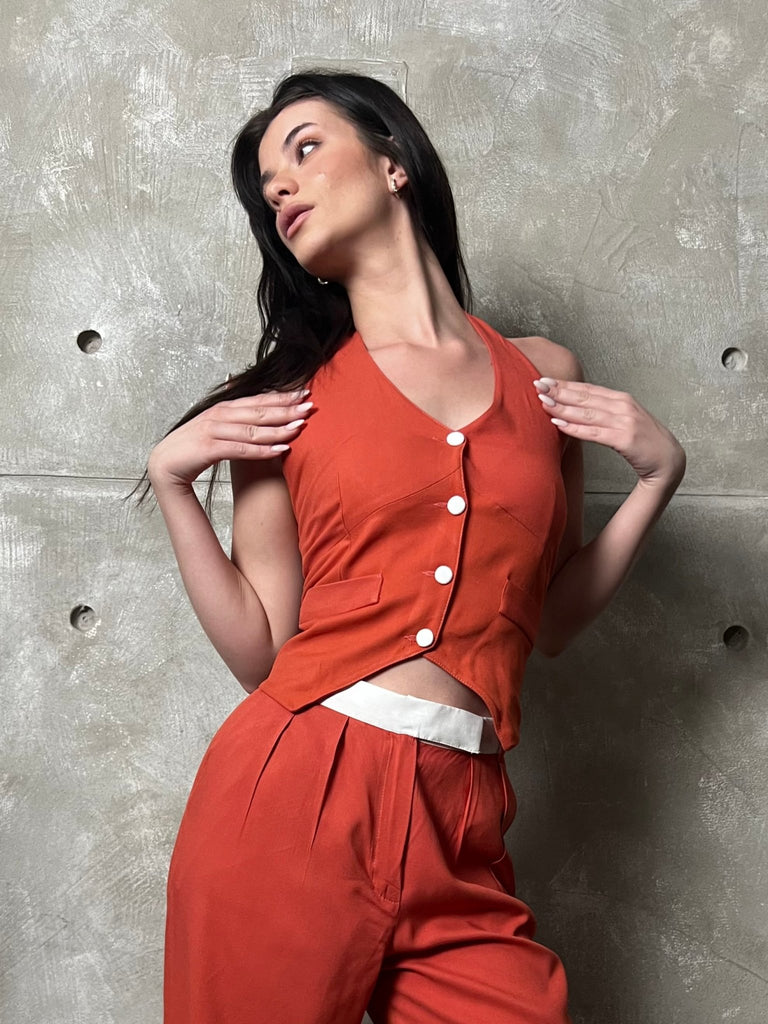 Brick Tie On Halter Vest - Mii