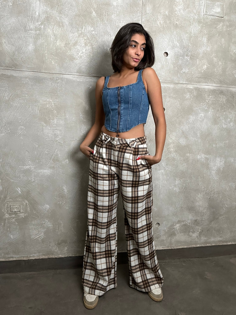 Off White Plaid Pants - Mii