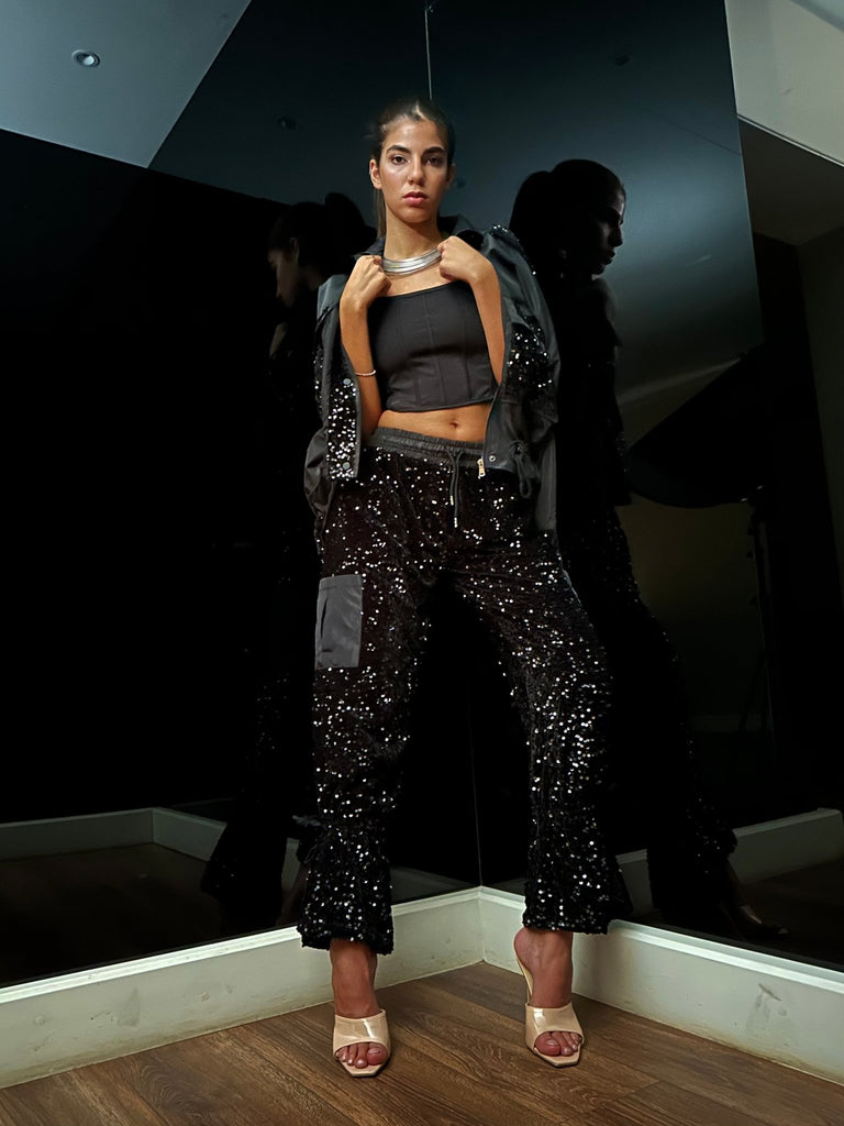 Sequin Drawstring Pants - Mii