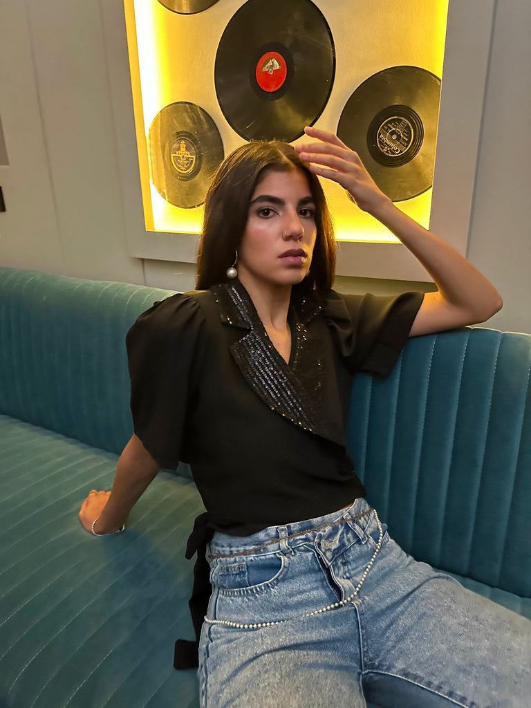 Tie On Sequin Jacket - Mii