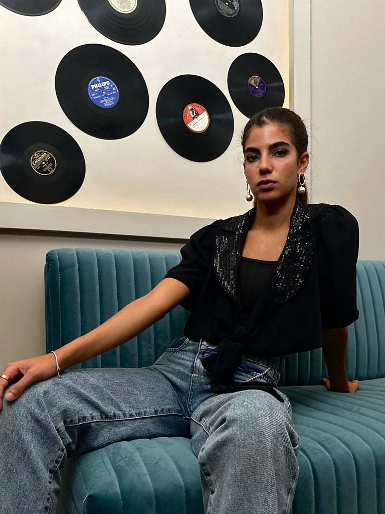 Tie On Sequin Jacket - Mii