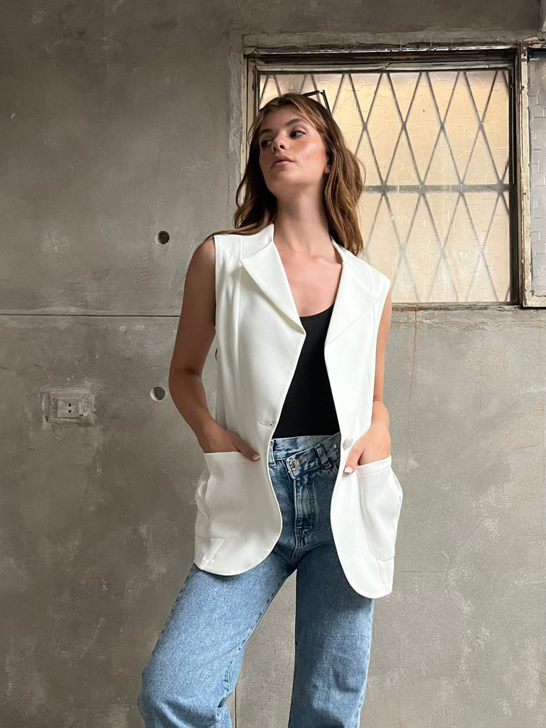 White Backless Vest - Mii