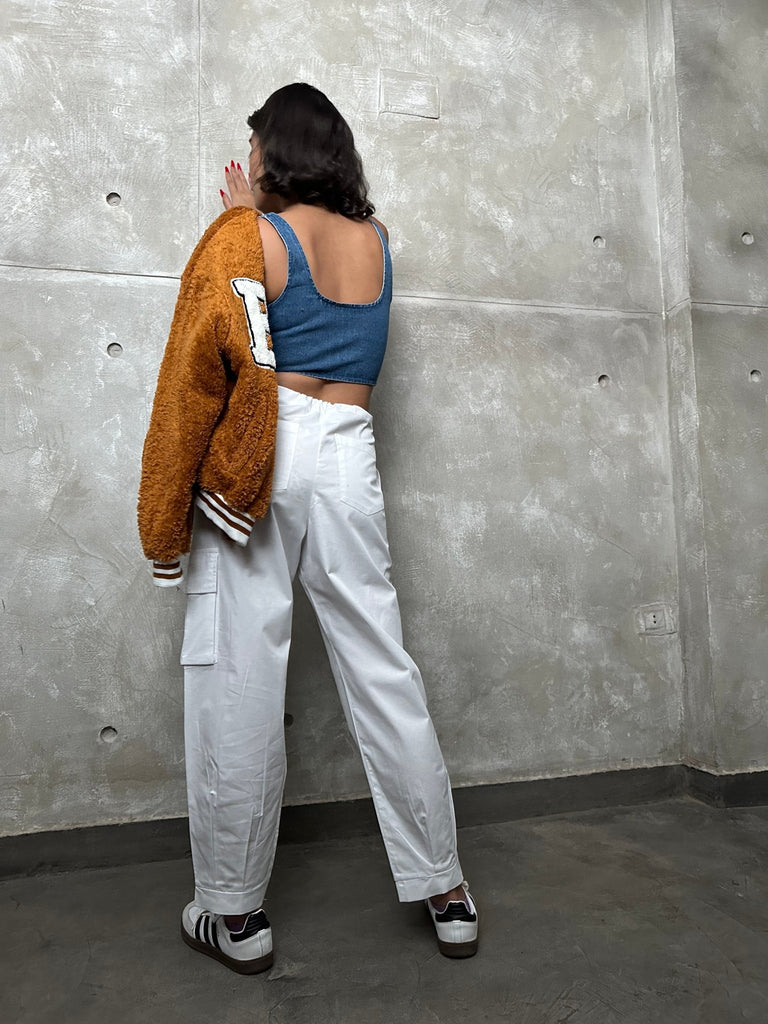 White Pleated Balloon Pants - Mii